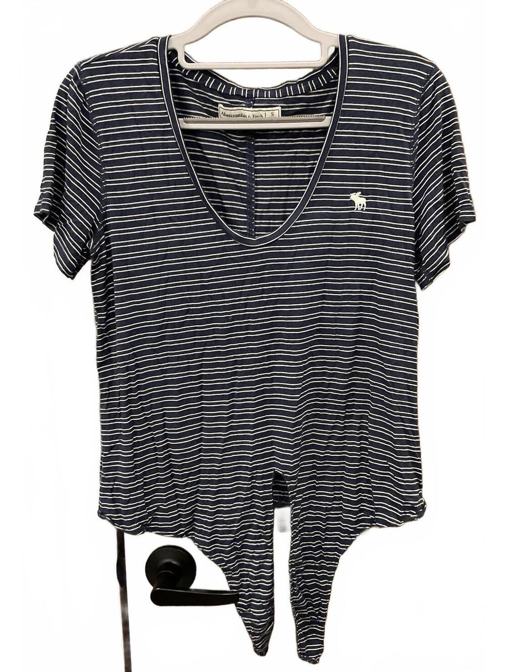 Abercrombie & Fitch Womens  Round Neck Short Sleeve Tie Waist Blouse Size S